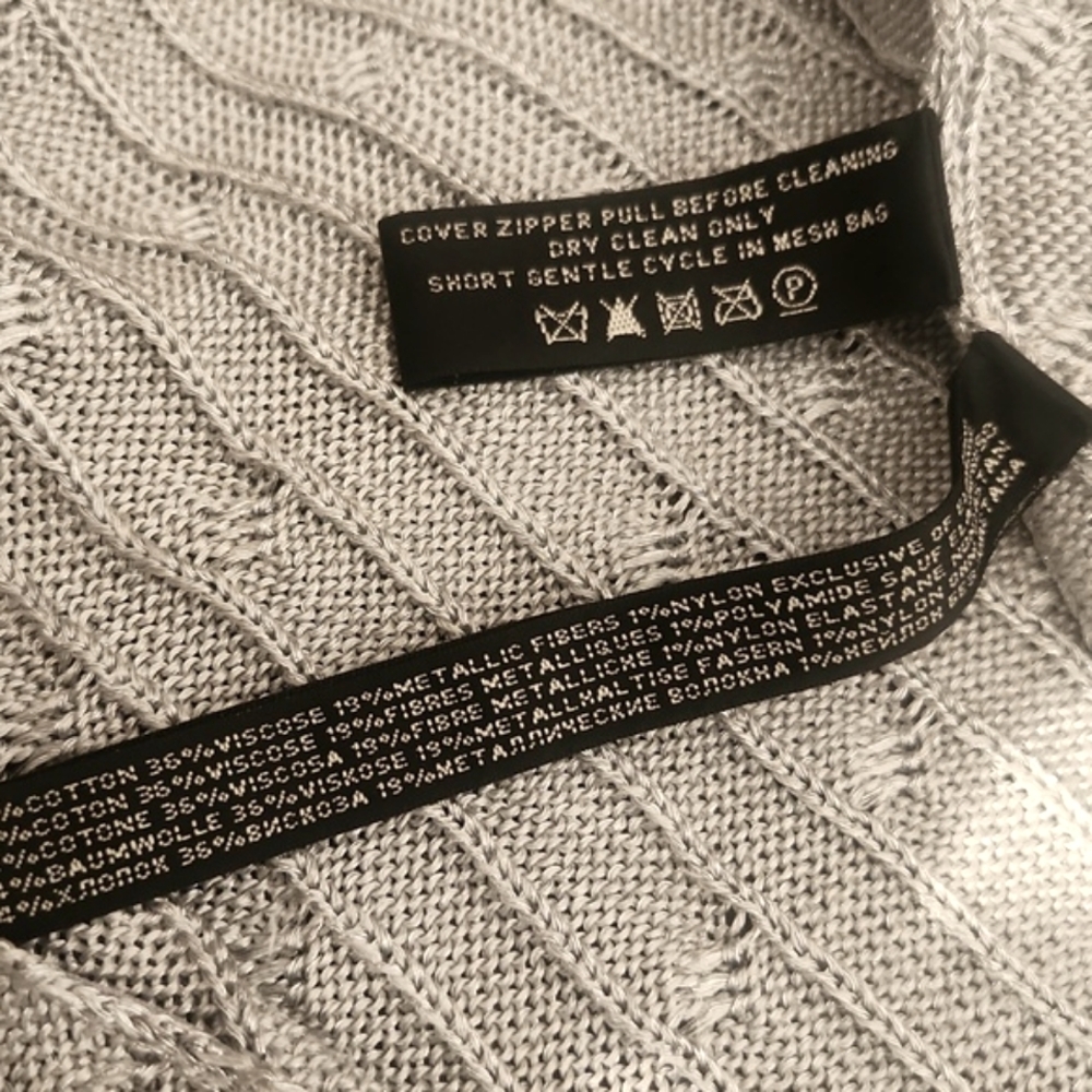 RALPH LAUREN Metallic silver cable Knit Zip-Up Sweater - Picture 9 of 9
